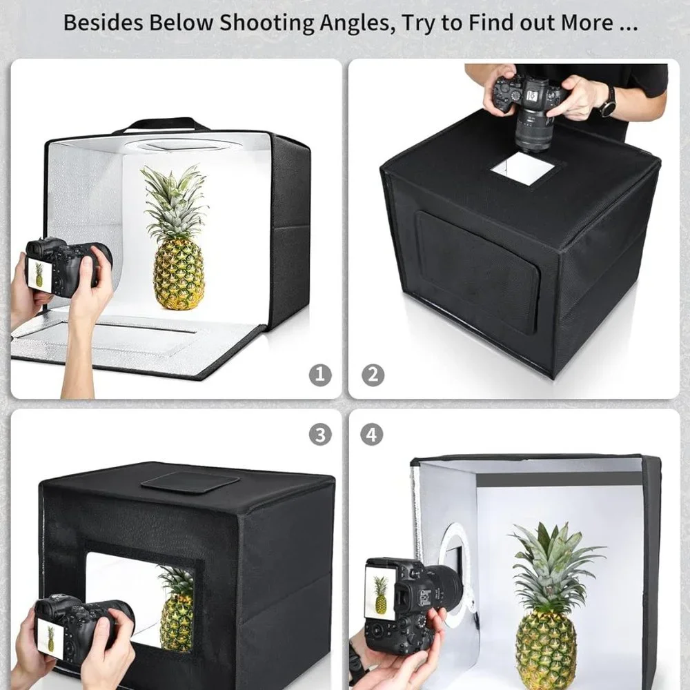 Portable Studio LED Lighted Photo Box - 16x12 w/ Backdrops